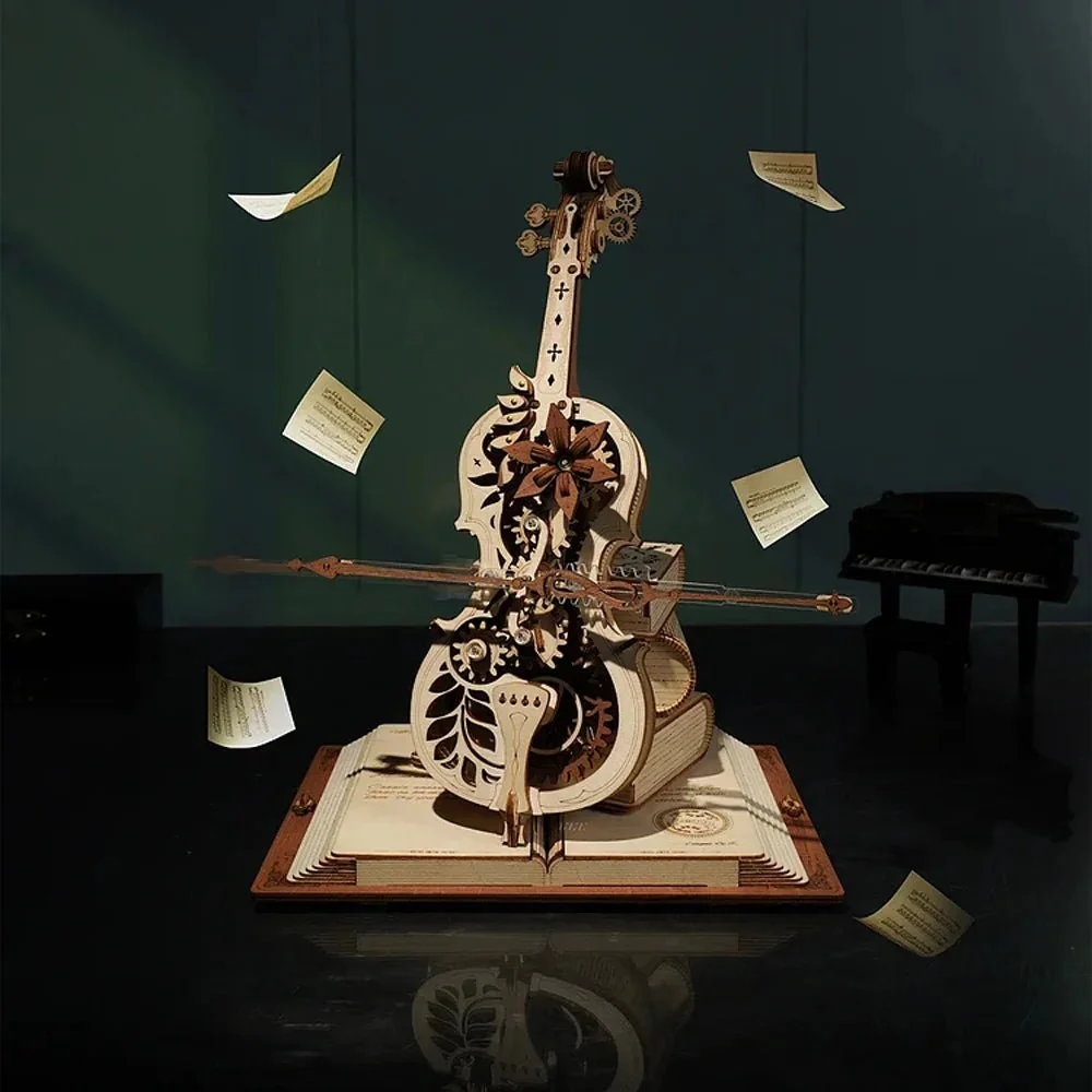 Robotime ROKR 3D Wooden Puzzle Music Box - Mechanical Magic Cello - Image 3