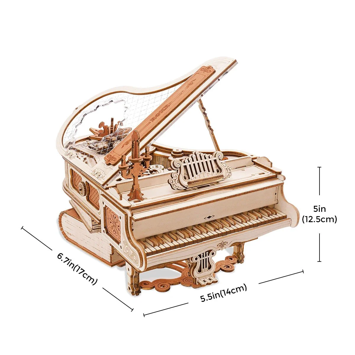Robotime ROKR 3D Wooden Puzzle Music Box - Mechanical Magic Piano - Image 4
