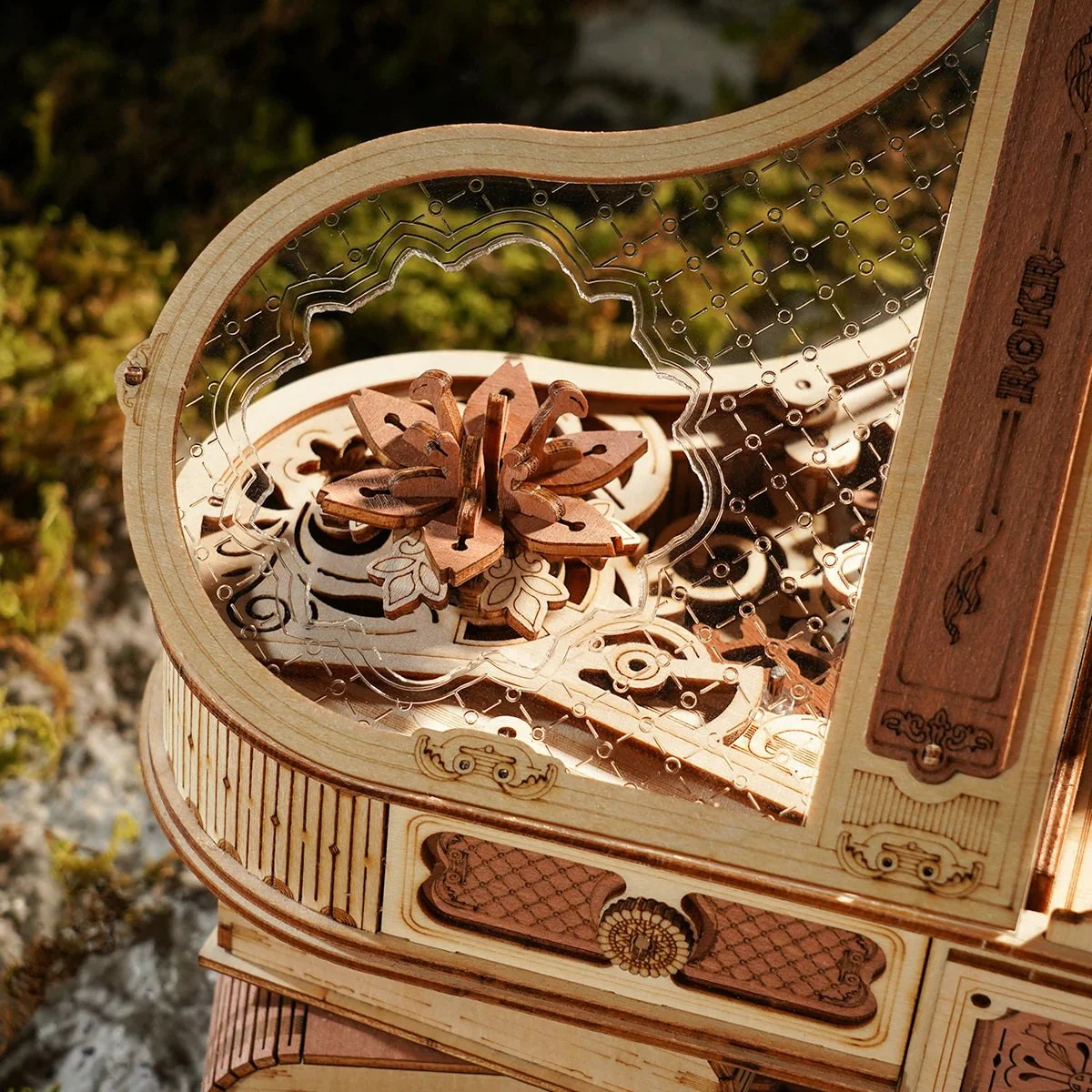 Robotime ROKR 3D Wooden Puzzle Music Box - Mechanical Magic Piano - Image 6