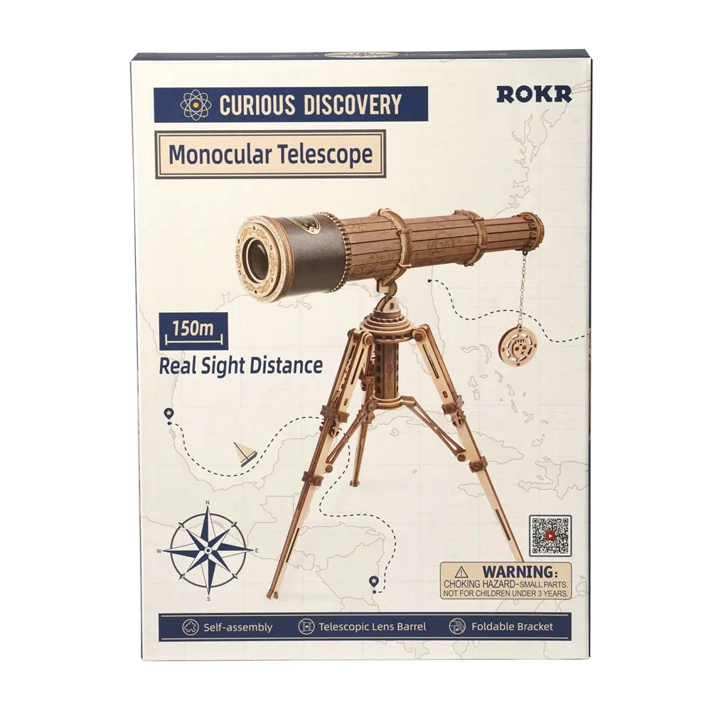 Rokr 3D Wooden Puzzle Model Building Kit - Monocular Telescope - Image 7