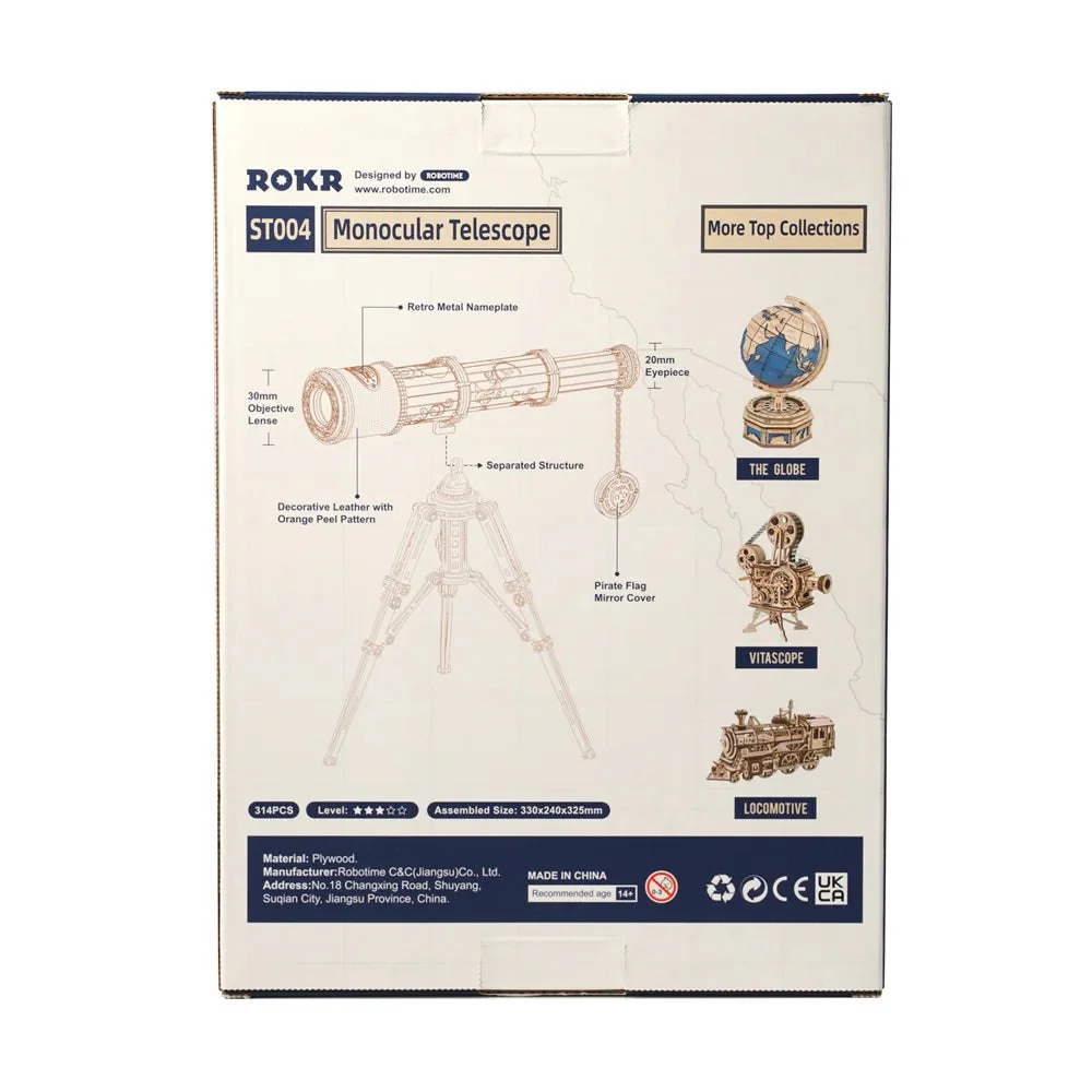 Rokr 3D Wooden Puzzle Model Building Kit - Monocular Telescope - Image 8