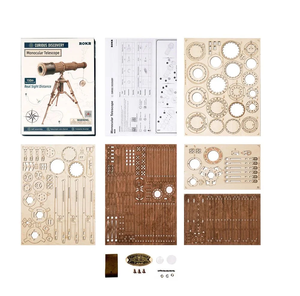 Rokr 3D Wooden Puzzle Model Building Kit - Monocular Telescope - Image 9