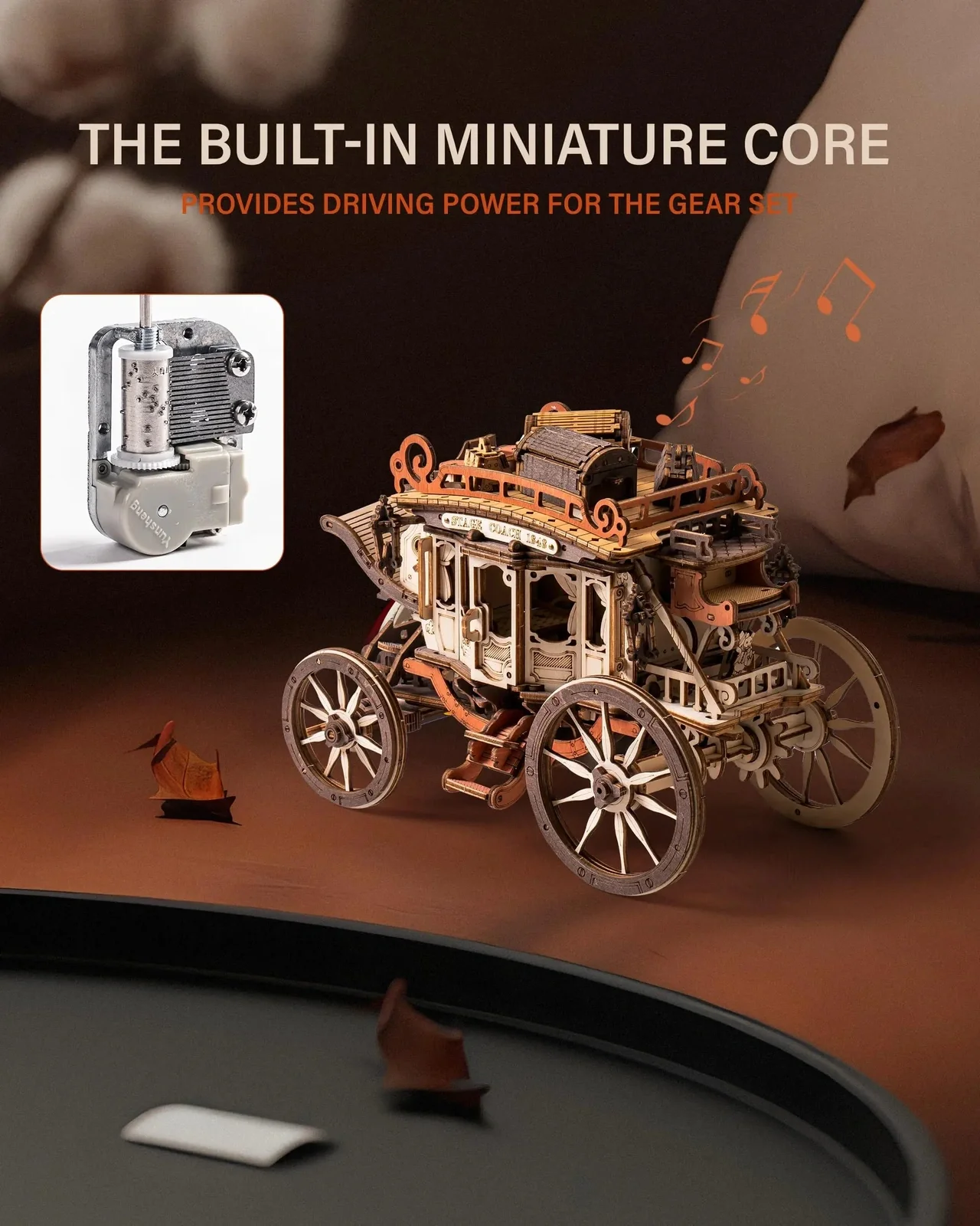 Rokr 3D Wooden Puzzle Model Mechanical Music Box - Stagecoach Carriage - Image 5