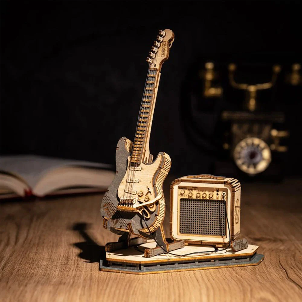 Rokr 3D Wooden Puzzle Musical Instrument Model - Electric Guitar - Image 3