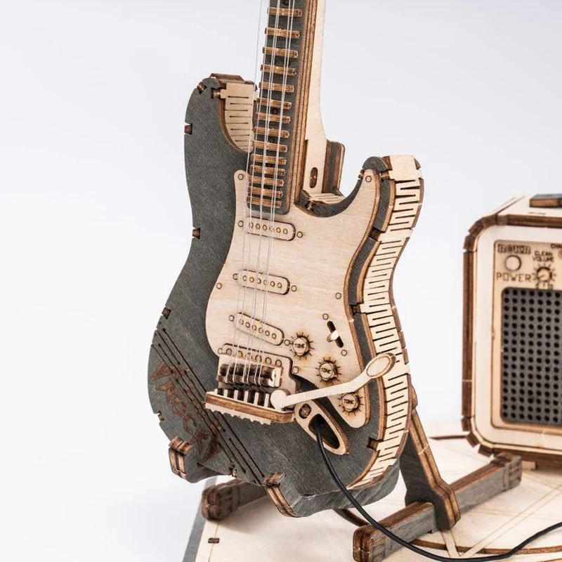 Rokr 3D Wooden Puzzle Musical Instrument Model - Electric Guitar - Image 4