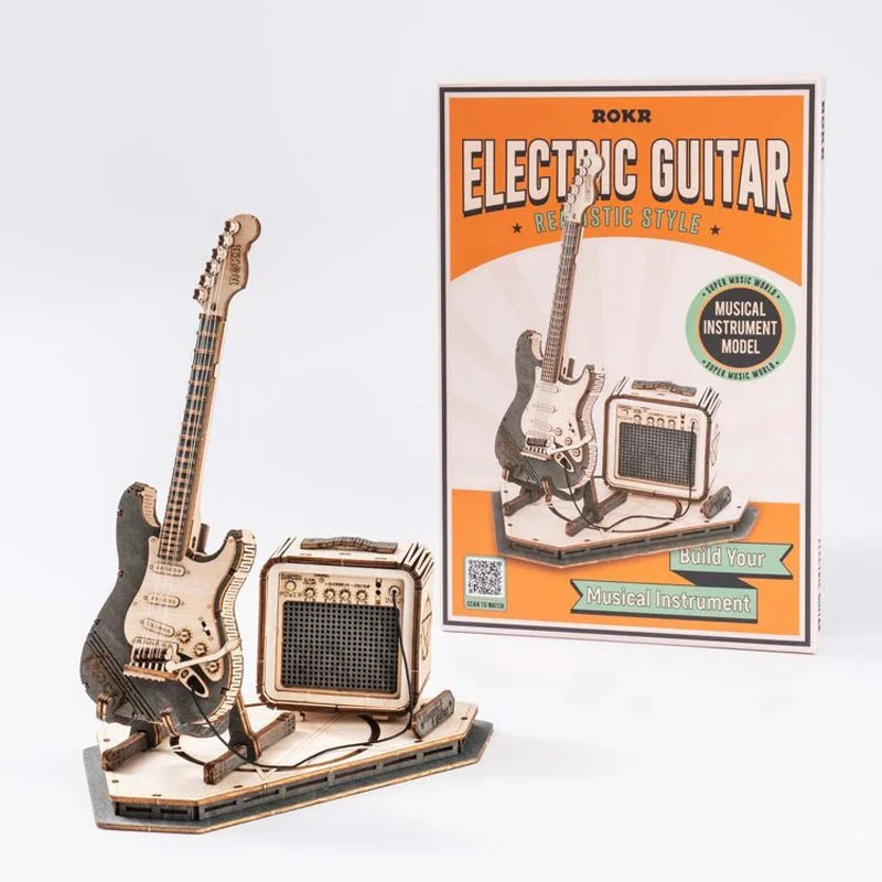 Rokr 3D Wooden Puzzle Musical Instrument Model - Electric Guitar - Image 7