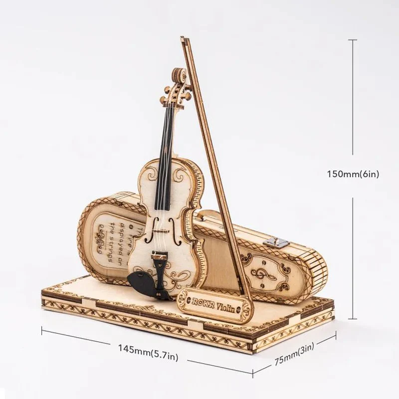 ROKR 3D Wooden Puzzle Musical Instrument Model - Violin - Image 6