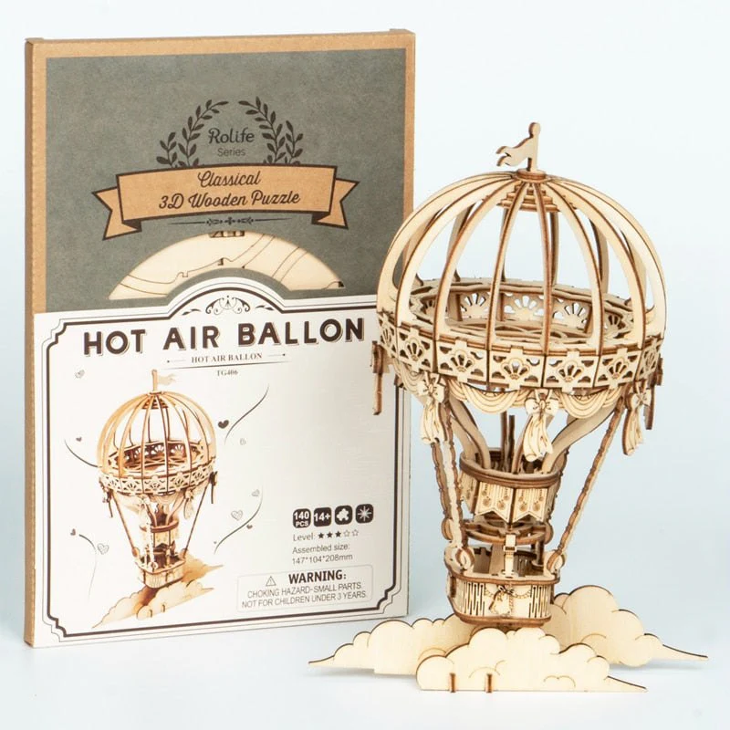 Rolife Vintage DIY Wooden 3D Model Kits - Hot Air Balloon - Image 6