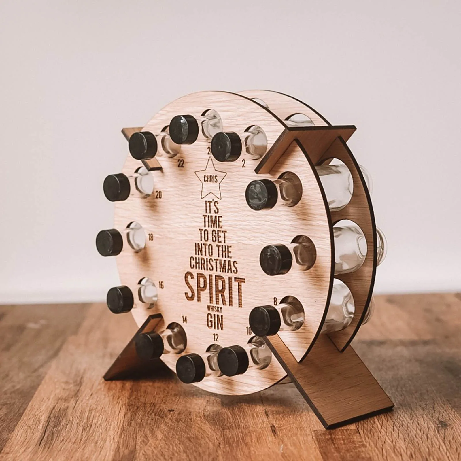 Wooden Adult Mini Spirit Bottle Christmas Advent Calendar - Image 4
