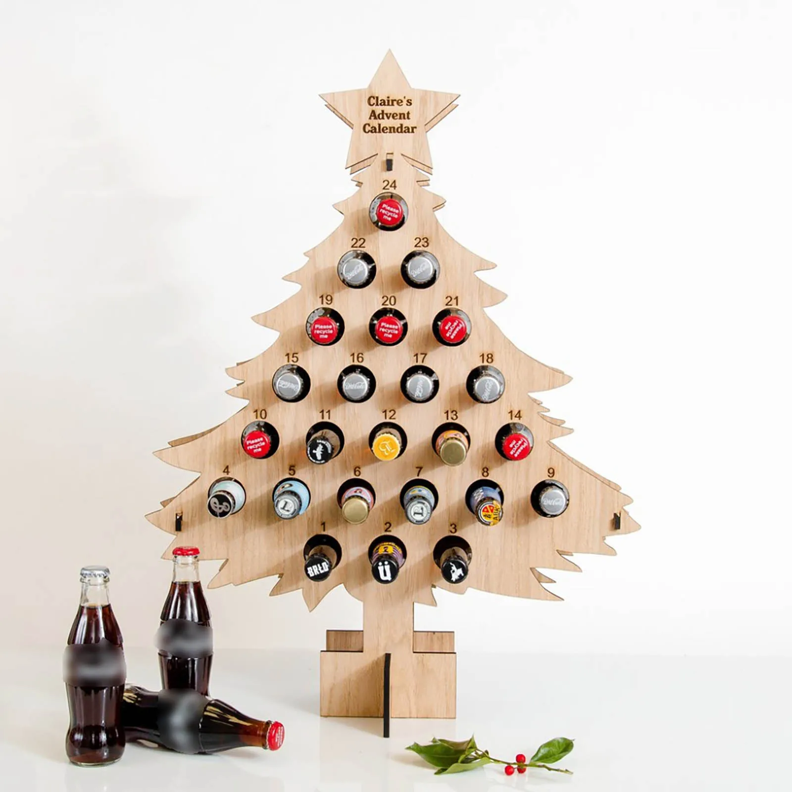 Wooden Christmas Tree Mini Sprit Bottle Advent Calendar - Image 5