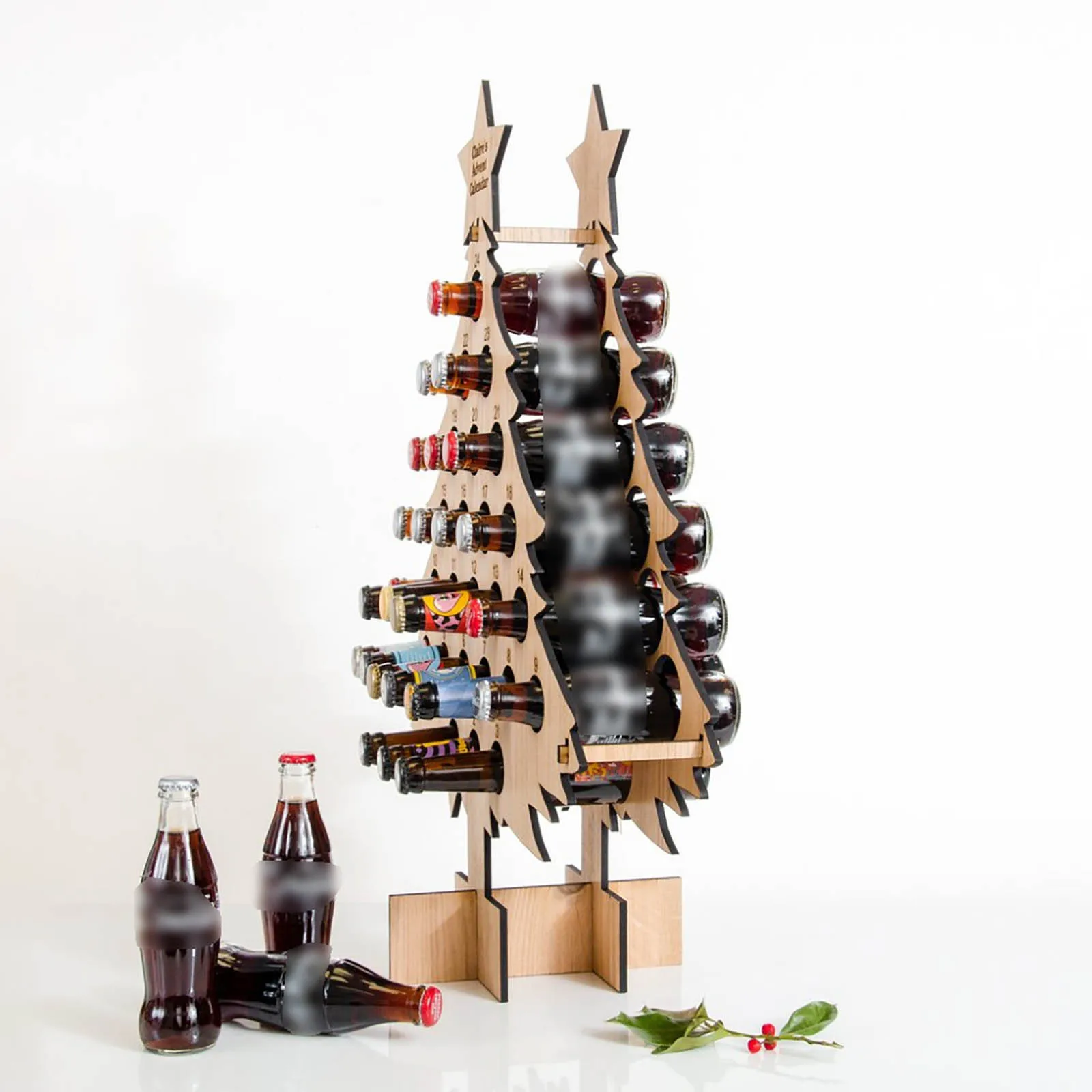 Wooden Christmas Tree Mini Sprit Bottle Advent Calendar - Image 6